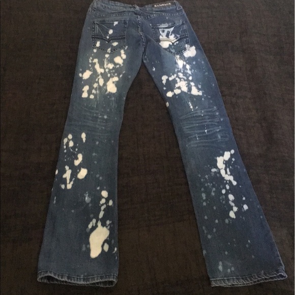 ⭐️Rampage Juniors Blenched, Ripped/Distressed Straight Leg Blue Denim Jeans - Picture 6 of 11